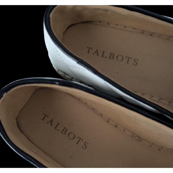 Talbots Izzy White Soft Leather Quilted Black Cap Toe Napa Espadrille Flats Sz 8 - Picture 8 of 8